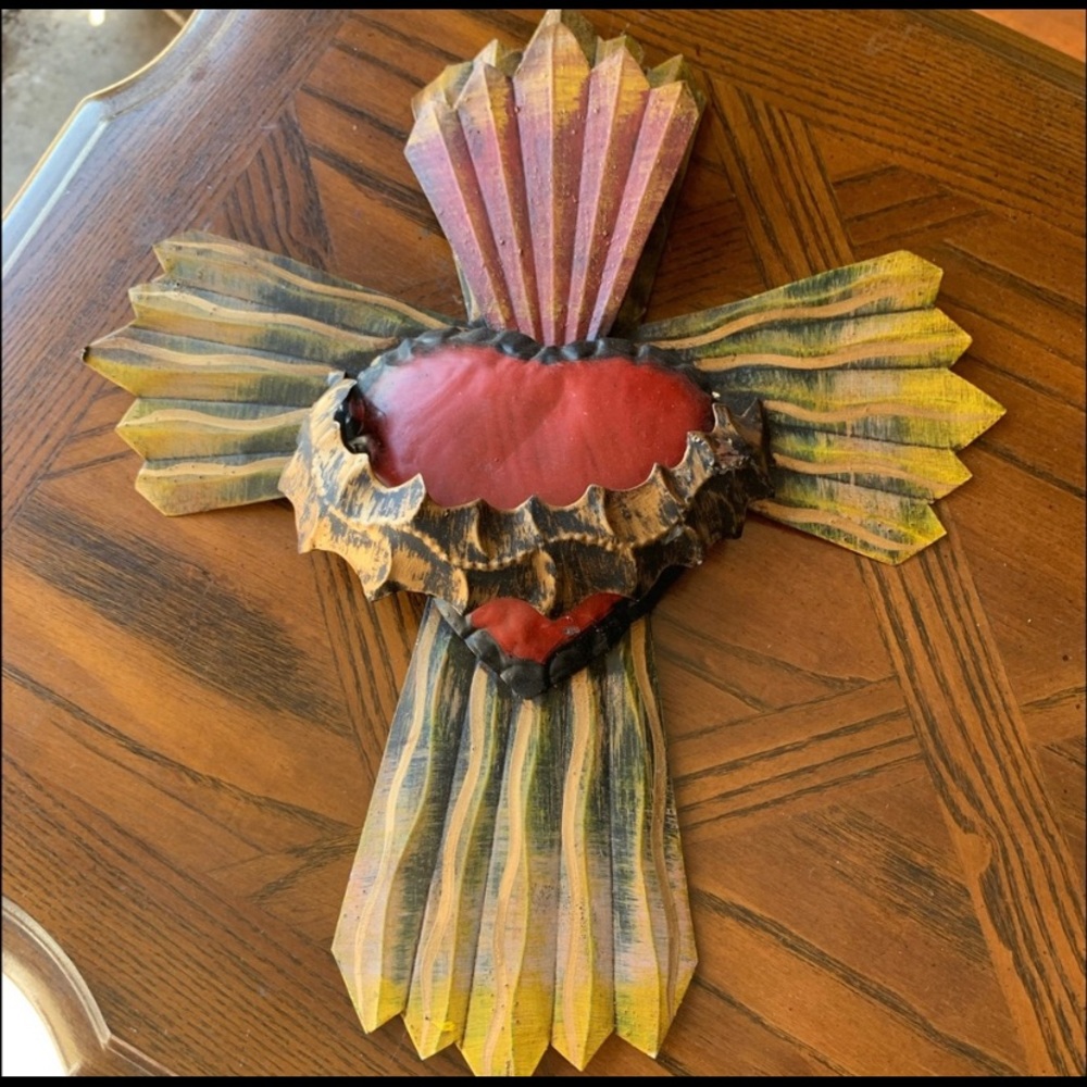 Metal heart cross
